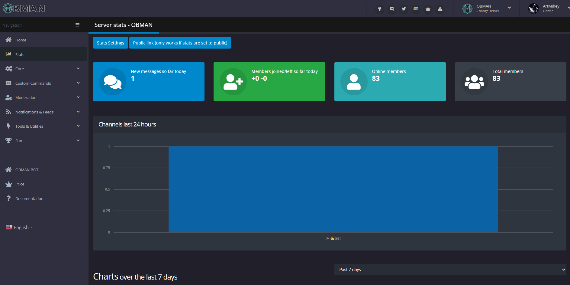 Example of the status command